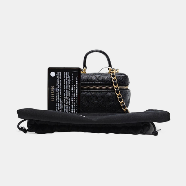Quilted Grained Calfskin Small Black
