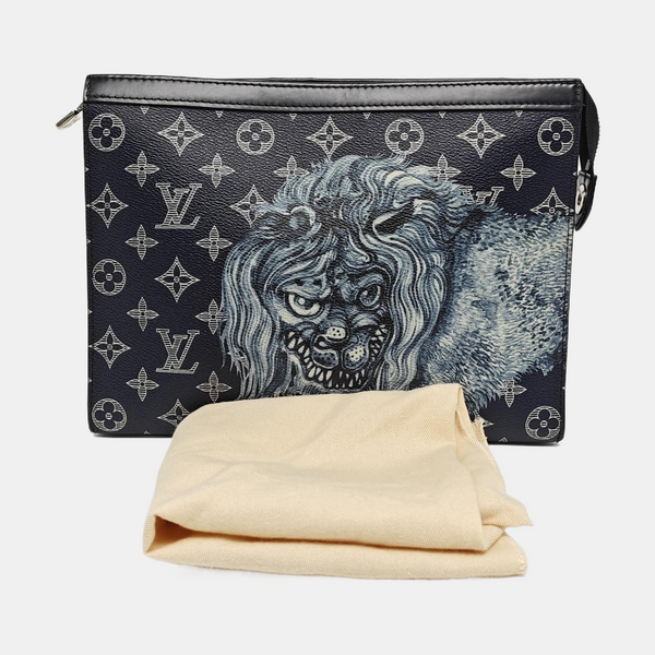 Pochette Voyag MM Monogram Coated Canvas Blue