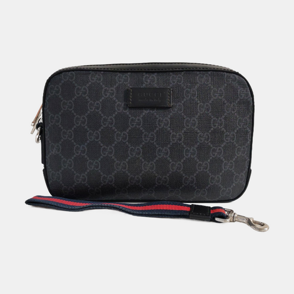 GG Supreme Small Monogram Coated Canvas Black