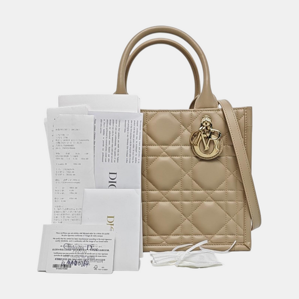 Book Tote Small Quilted Calfskin Beige