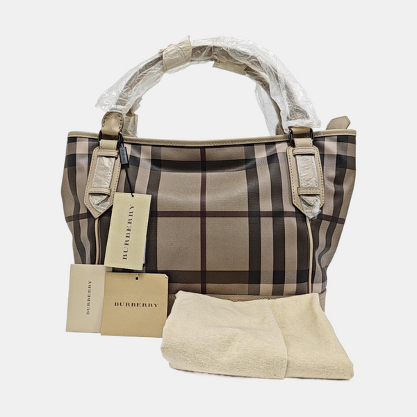 Coated Canvas Top Handle Bag Gray