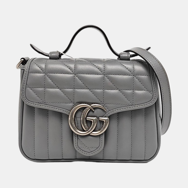GG Marmont Mini Quilted Calfskin Gray