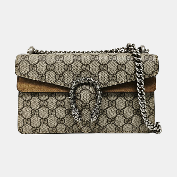 Dionysus Small Monogram Coated Canvas Beige