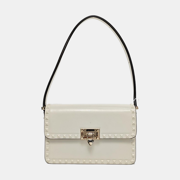 Rockstud Calfskin White