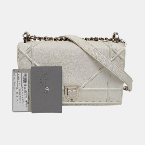Diorama Small Cannage Calfskin White