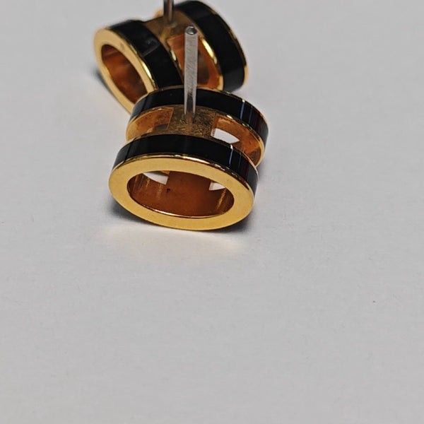 Pop H Metal Gold Stud Earrings