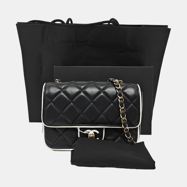 Quilted Lambskin Crossbody Bag Mini Black