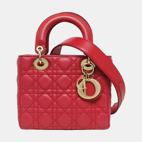 Lady Dior Small Cannage Lambskin Red