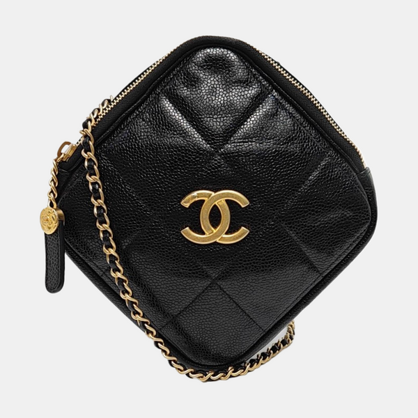 Diamond Quilted Grained Calfskin Black