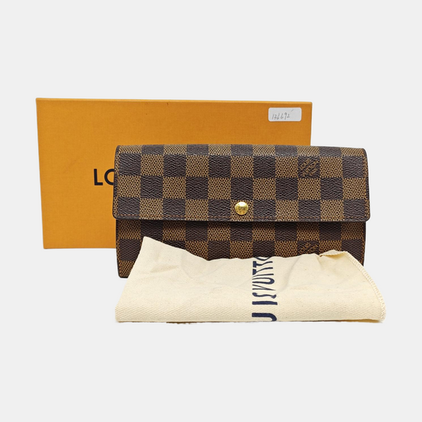PORTE MONNAIE Damier Ebene Coated Canvas Brown
