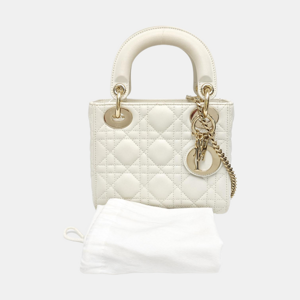 Lady Dior Mini Cannage Lambskin White