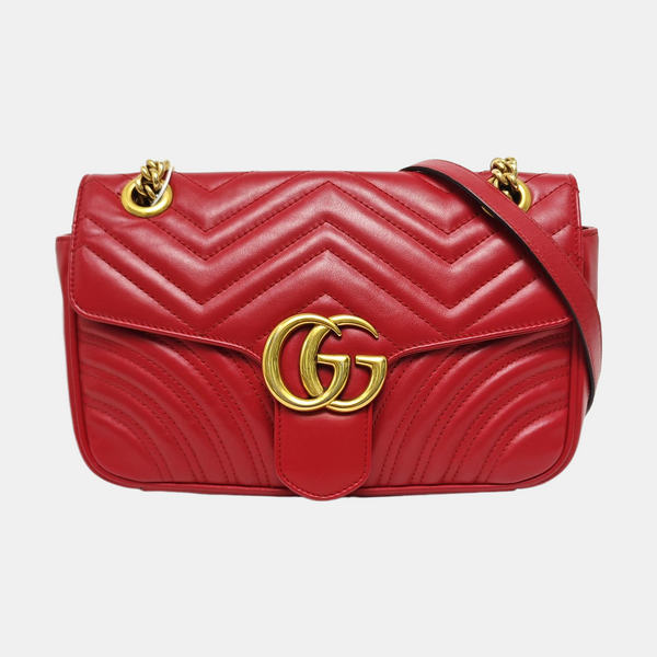 GG Marmont Medium Quilted Calfskin Red