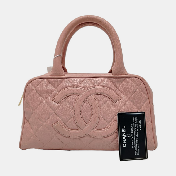BOWLER Quilted Grained Calfskin Pink