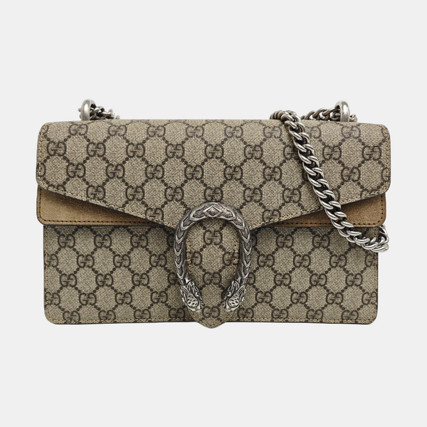 Dionysus Small Monogram Coated Canvas Beige