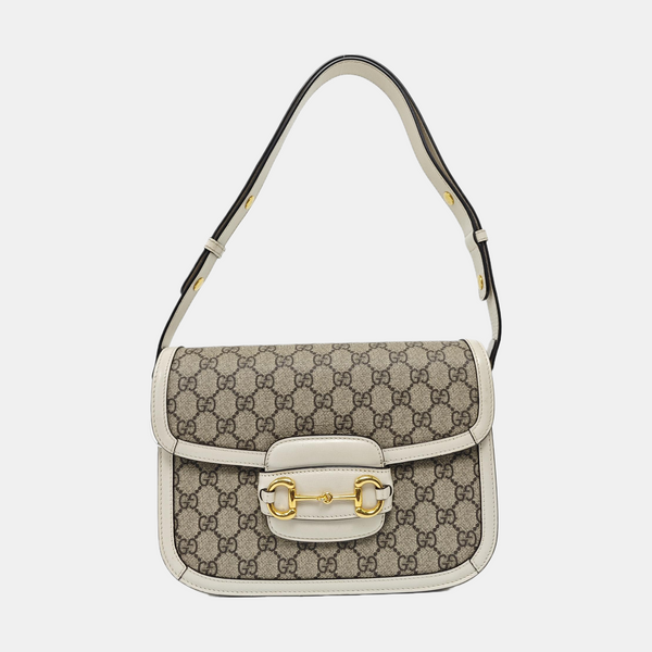 Horsebit 1955 Small Monogram Coated Canvas Beige