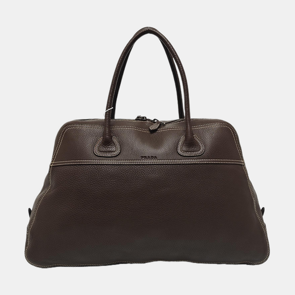 Calfskin Top Handle Bag Brown