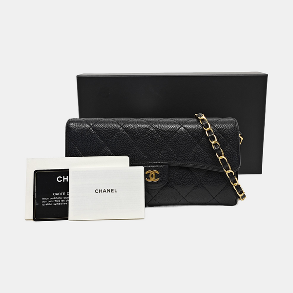 CLASSIC FLAP Mini Quilted Calfskin Black Wallet