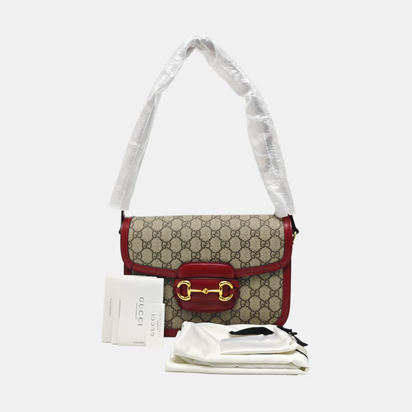 Horsebit 1955 Small Monogram Coated Canvas Beige