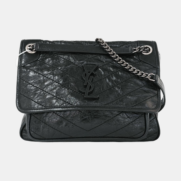 NIKI Medium Chevron Calfskin Black