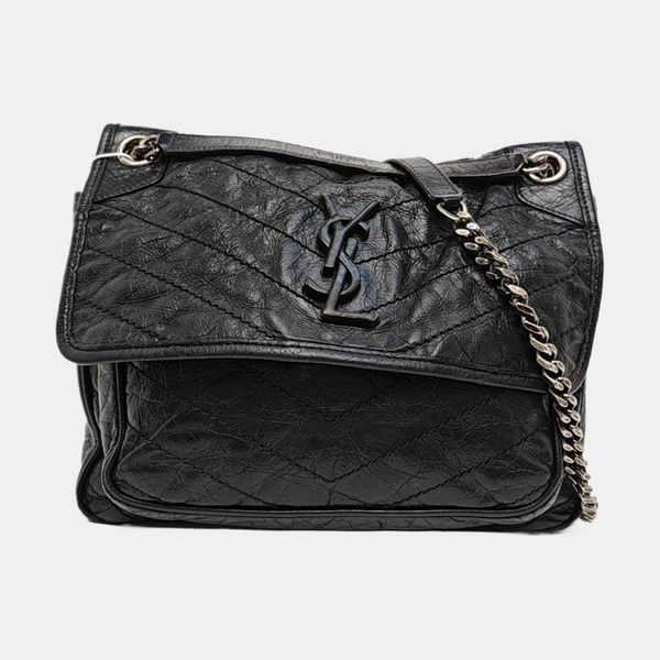 NIKI Medium Chevron Calfskin Black