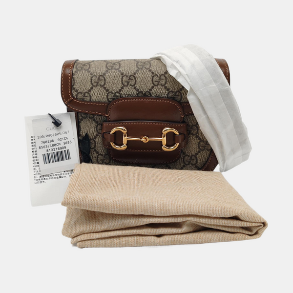 Horsebit 1955 Mini Monogram Coated Canvas Brown