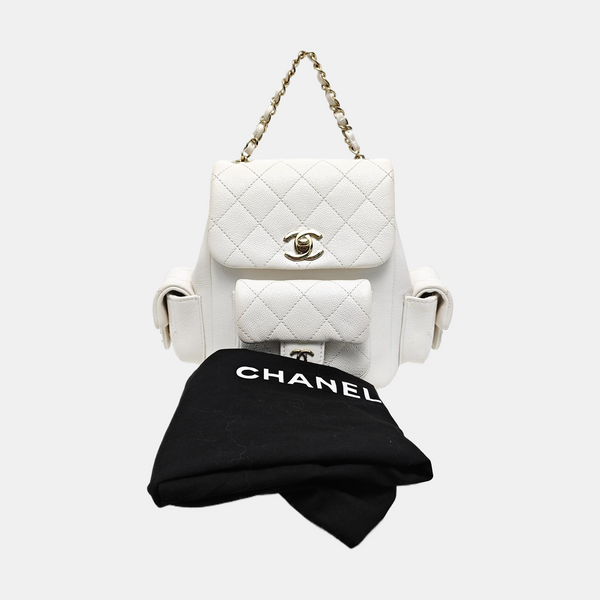 Quilted Grained Calfskin Small White