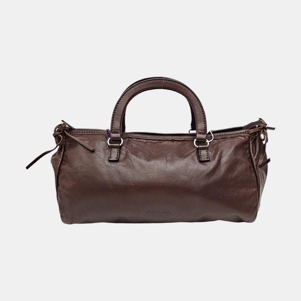 Calfskin Top Handle Bag Brown