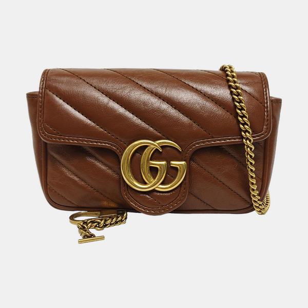 GG Marmont Mini Quilted Calfskin Brown
