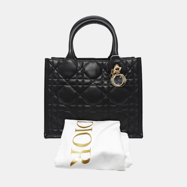 Book Tote Small Cannage Lambskin Black