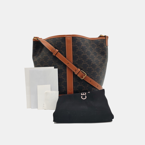 Authenticated pre-owned TRIOMPHE CANVAS Medium Coated Canvas Yellow - Bucket Bag at Looply