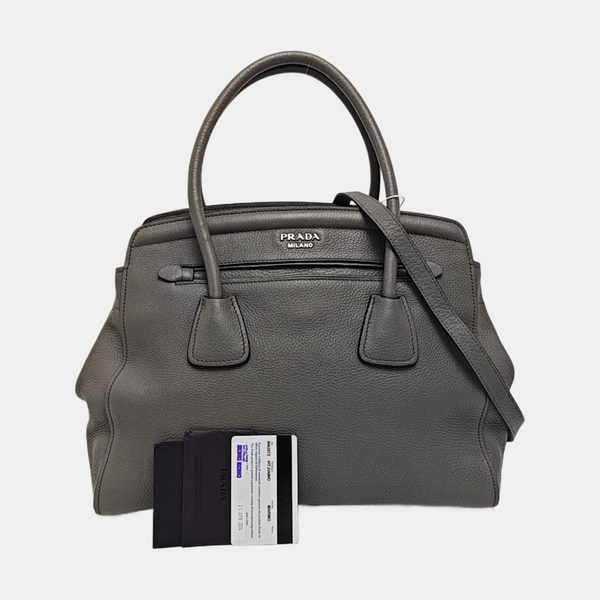 Leather Tote Bag Gray