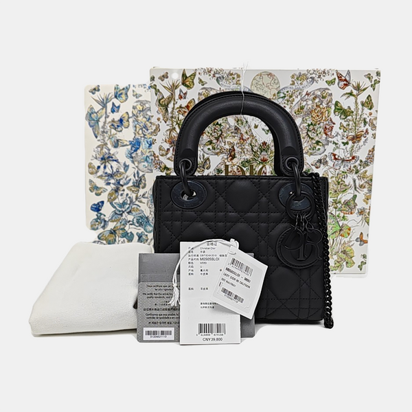 Lady Dior Mini Cannage Calfskin Black
