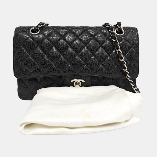 CLASSIC FLAP Small Quilted Grained Calfskin Black