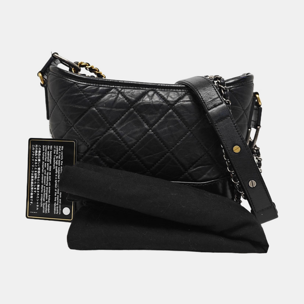 GABRIELLE Small Quilted Calfskin Black