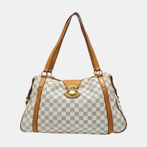 STRESA Damier Azur Coated Canvas White
