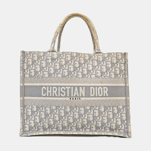 Book Tote Medium Oblique Canvas White
