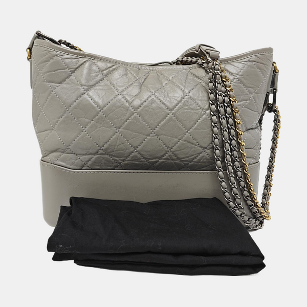 GABRIELLE Medium Quilted Calfskin Gray