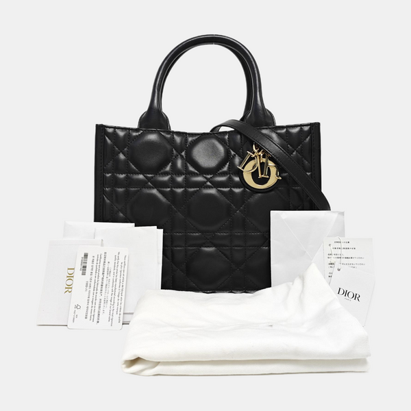 Book Tote Small Cannage Calfskin Black