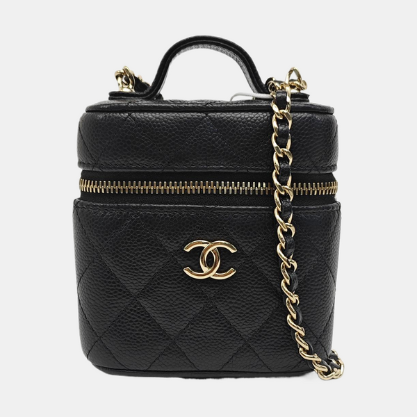 VANITY CASE Mini Quilted Grained Calfskin Black