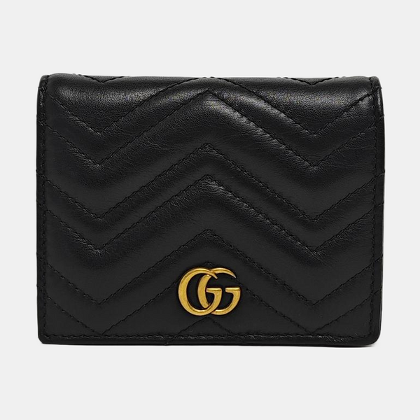 GG Marmont Mini Quilted Calfskin Black Card Holder