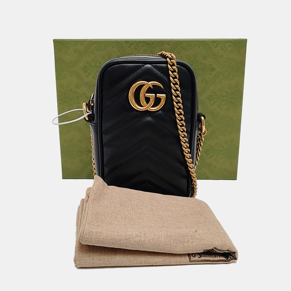 GG Marmont Mini Quilted Calfskin Black