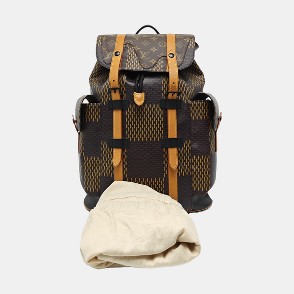 CHRISTOPHER MM Damier Ebene Coated Canvas Brown