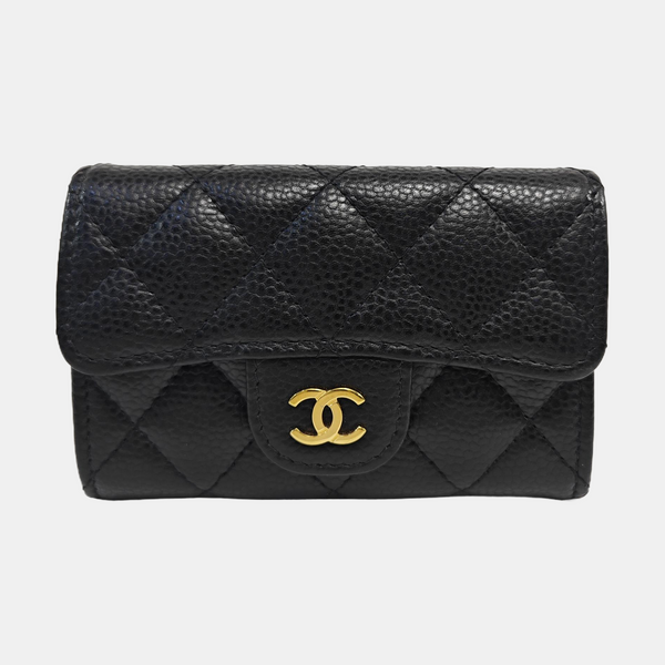 CLASSIC FLAP Quilted Grained Calfskin Black Wallet