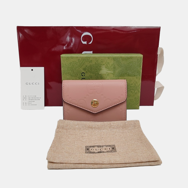 Monogram Calfskin Card Holder Pink