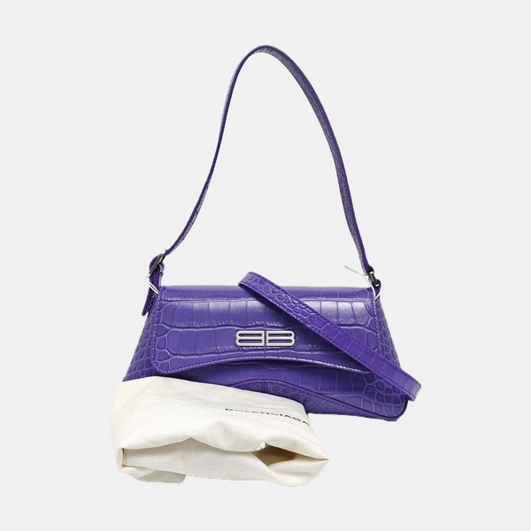 Authenticated pre-owned Hourglass Calfskin Purple - Shoulder Bag at Looply