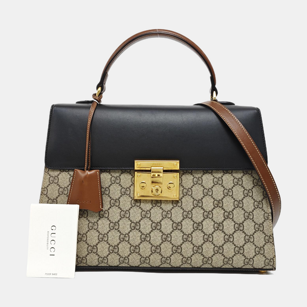 Padlock Medium Monogram Coated Canvas Beige