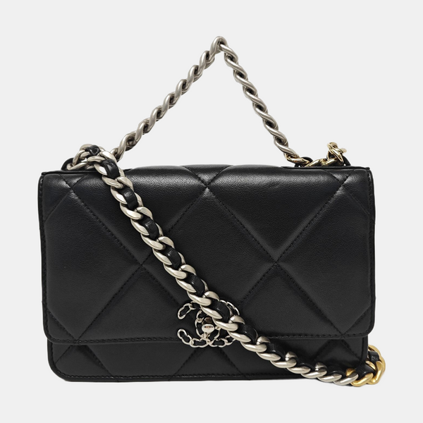 CHANEL 19 Small Quilted Lambskin Black