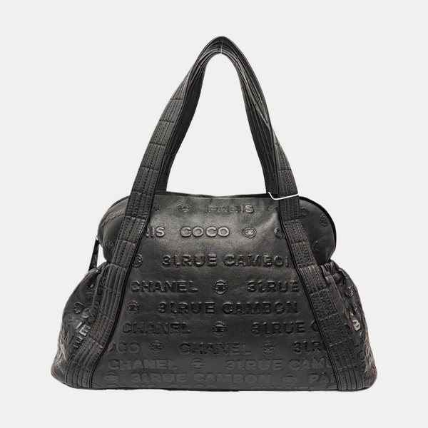 Calfskin Top Handle Bag Black