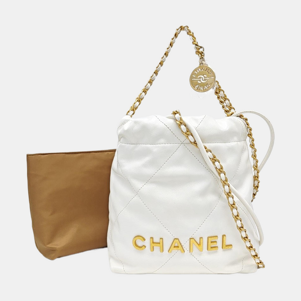 CHANEL 22 Mini Quilted Calfskin White