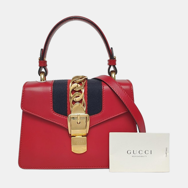Authenticated pre-owned Sylvie Mini Calfskin Red - Shoulder Bag at Looply
